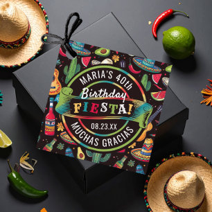 Mexican Fiesta Any Occasion Pattern Black ID1114 Favour Tags