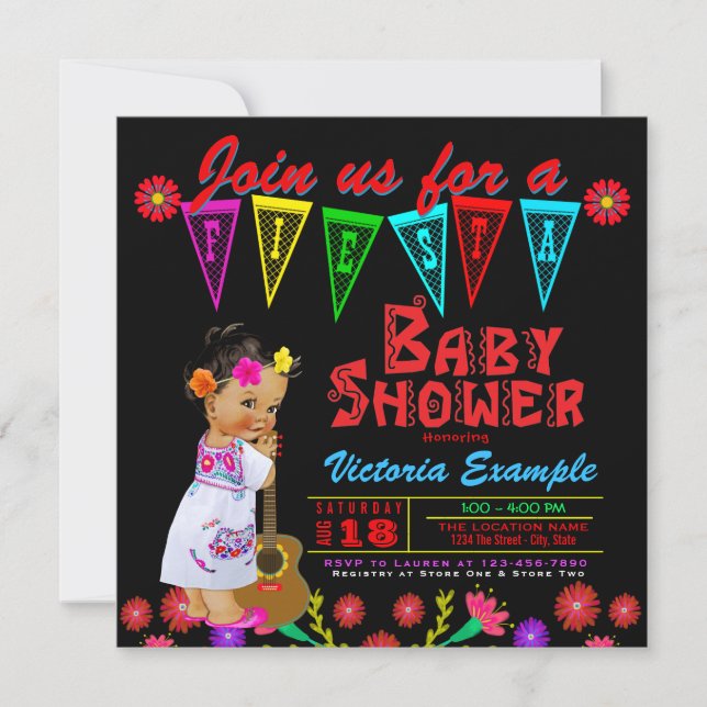 Mexican Fiesta Baby Girl Shower Invitations (Front)