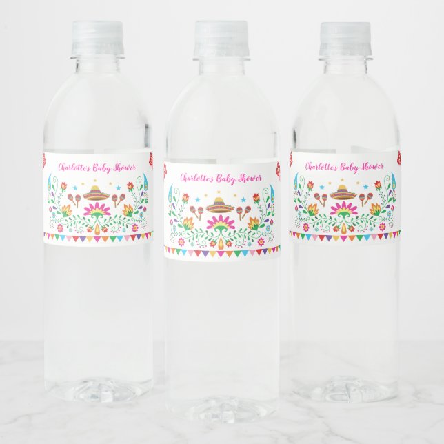 Mexican Fiesta Baby Shower Birthday Party Favours Water Bottle Label (Bottles)
