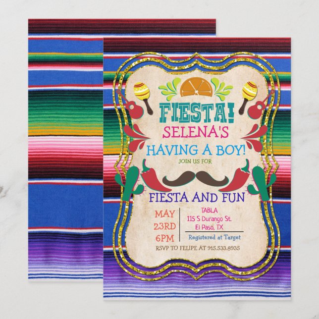 Mexican Fiesta Baby Shower Invitation (Front/Back)