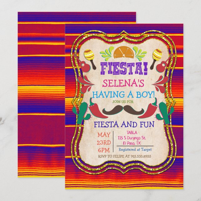 Mexican Fiesta Baby Shower Invitation (Front/Back)
