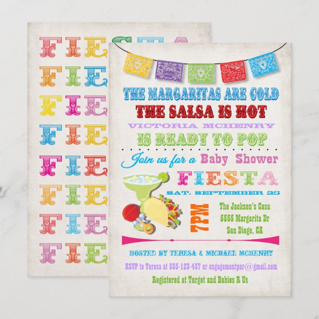 Mexican Fiesta Baby Shower invitations (Front/Back)