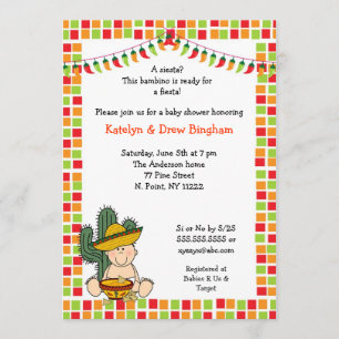 Mexican Fiesta Baby Shower Invite boy light skin