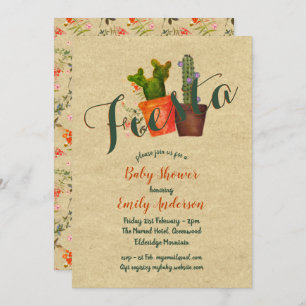 Mexican Fiesta Baby Shower Rustic Cacti Cactus Invitation
