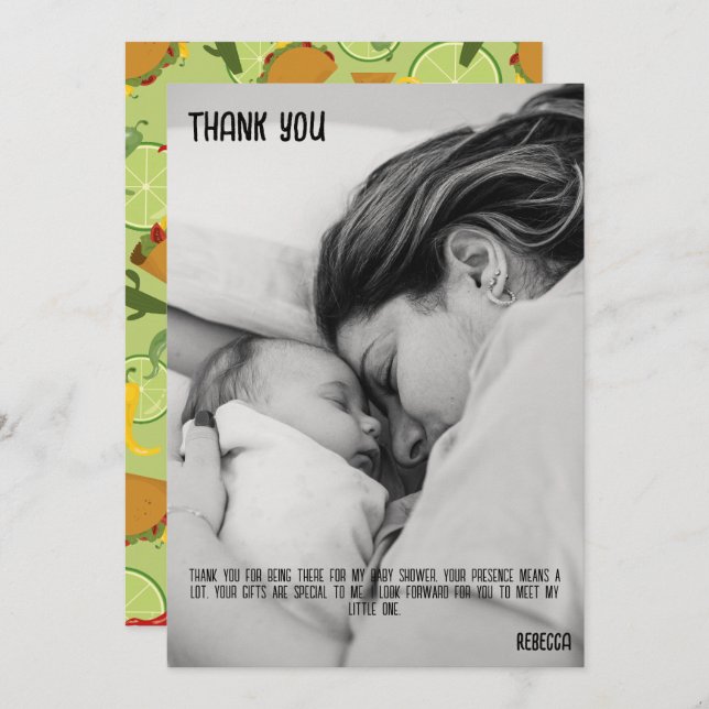 Mexican fiesta baby shower thank you (Front/Back)