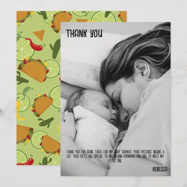 Mexican fiesta baby shower thank you card (Front/Back)