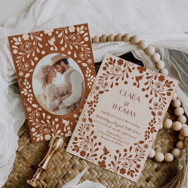 Mexican Fiesta Beige Terracotta Wedding Invitation (Creator Uploaded)