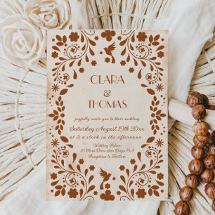 Mexican Fiesta Beige Terracotta Wedding Invitation
