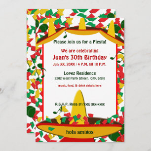 Mexican Fiesta Birthday (any occassion) Amigos Invitation