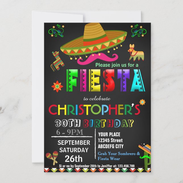 MEXICAN FIESTA BIRTHDAY INVITATION (Front)
