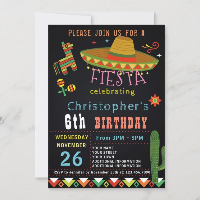 MEXICAN FIESTA BIRTHDAY INVITATION | FIESTA PARTY (Front)