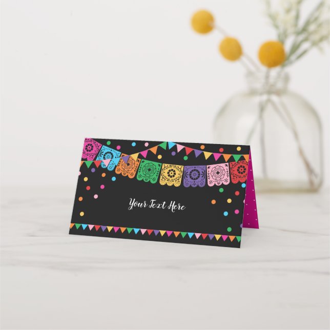 Mexican Fiesta Birthday Party Decor Confetti Place Card (Front)
