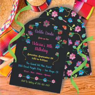Mexican Fiesta Birthday Party embroidery arch Invitation