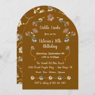 Mexican Fiesta Birthday Party embroidery arch Invitation