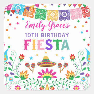 Mexican Fiesta Birthday Party Favours Baby Shower Square Sticker