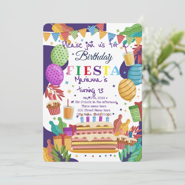 Mexican Fiesta Birthday Party Invitation (Standing Front)