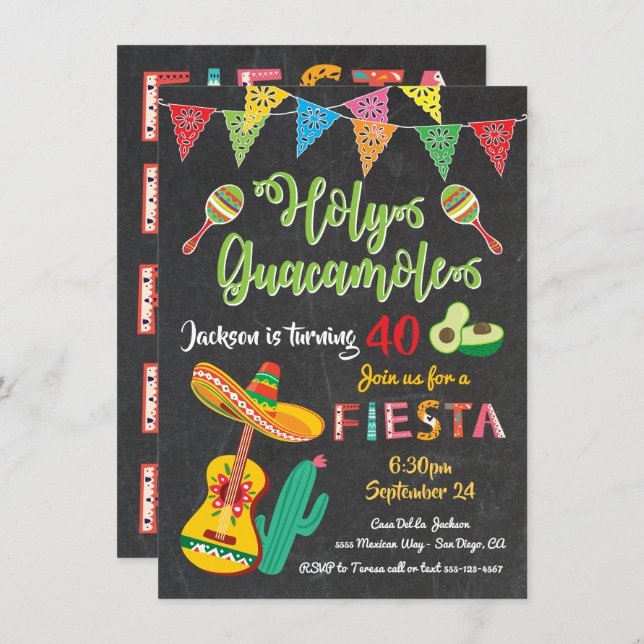 Mexican Fiesta Birthday Party Invitation (Front/Back)