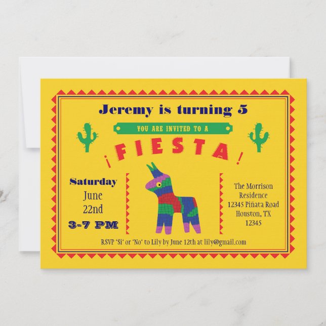 Mexican Fiesta Birthday Party Invitation (Front)