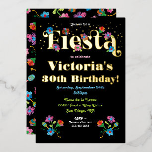 Mexican Fiesta Birthday Party with embroidery Foil