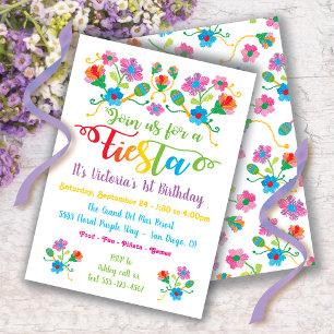 Mexican Fiesta Birthday Party with embroidery Invitation