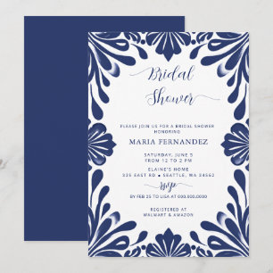 Mexican Fiesta Blue Talavera Bridal Shower Invitation