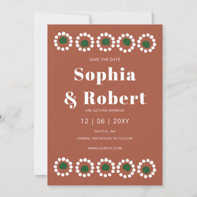 Mexican Fiesta Boho Barro Wedding Save The Date (Front)