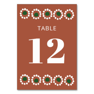 Mexican Fiesta Boho Barro Wedding Table Number
