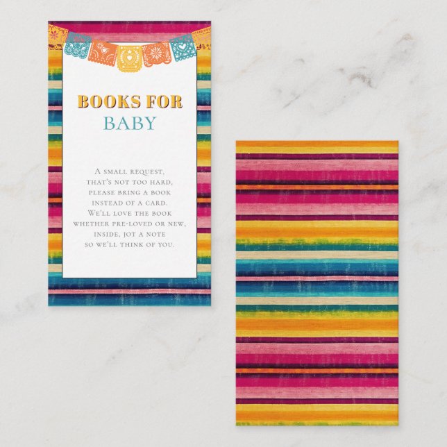 Mexican Fiesta Books for Baby Shower  Enclosure Card (Front/Back)