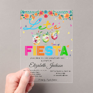 Mexican Fiesta Bridal Shower Acrylic Invitations