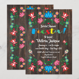 Mexican Fiesta Bridal Shower Flower Folkart Card