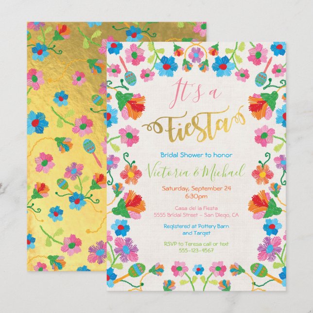 Mexican Fiesta Bridal Shower Invitations (Front/Back)
