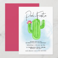 Mexican Fiesta Cactus Pool Party Any Age Birthday
