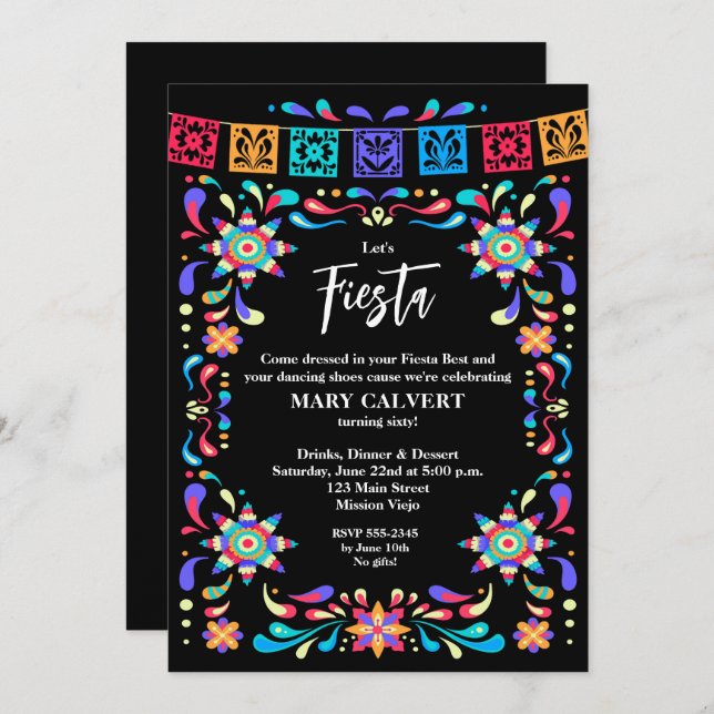 Mexican Fiesta Cinco de Mayo Birthday Party Invitation (Front/Back)