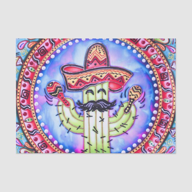 Mexican Fiesta Cinco de Mayo Blue Red Decoupage Tissue Paper (Front)