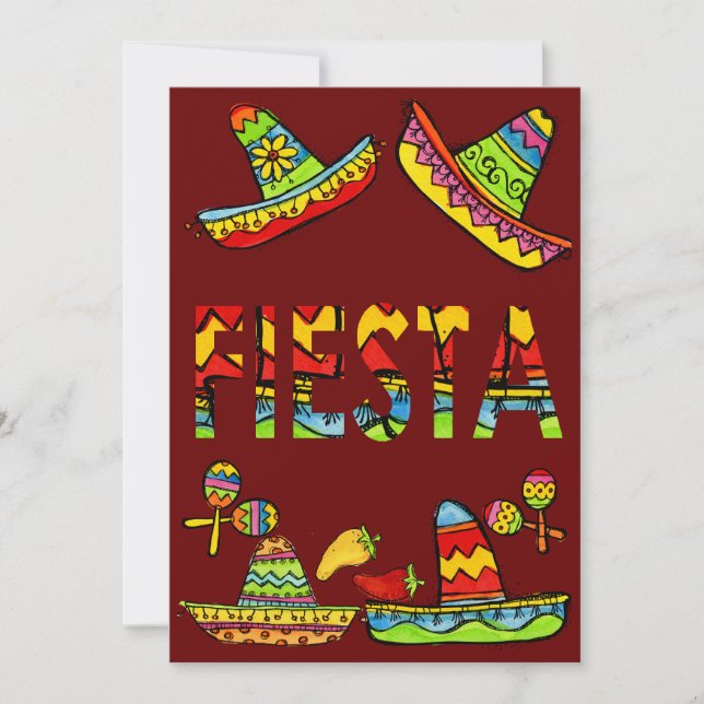 Mexican Fiesta Cinco de Mayo Invitations Red (Front)