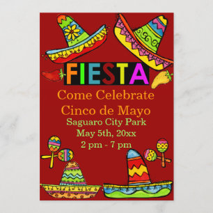Mexican Fiesta Cinco de Mayo Invitations Red