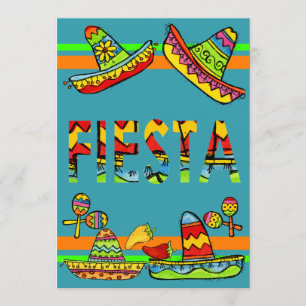 Mexican Fiesta Cinco de Mayo Invitations Teal