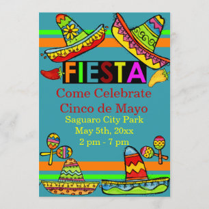 Mexican Fiesta Cinco de Mayo Invitations Teal