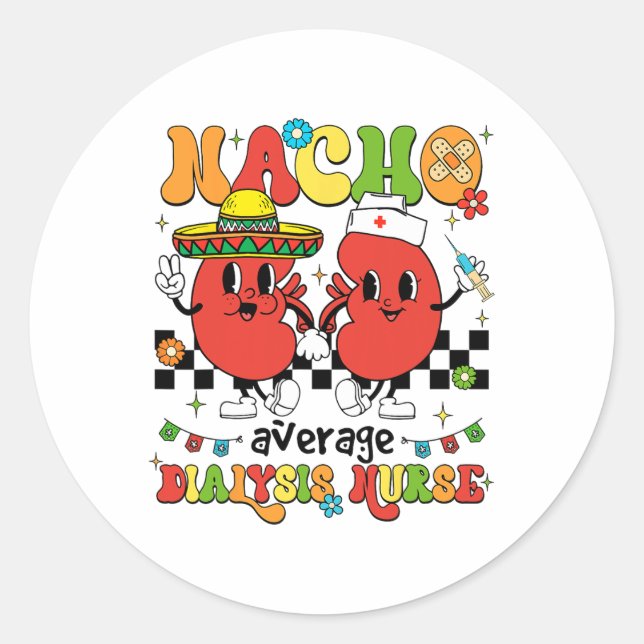 Mexican Fiesta Cinco De Mayo Rn Nacho Average Dial Classic Round Sticker (Front)