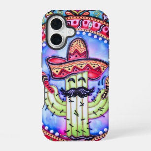 Mexican Fiesta Cinco de Mayo Sombrero Hat Blue Red iPhone 16 Case