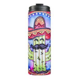 Mexican Fiesta Cinco de Mayo Sombrero Hat Blue Red Thermal Tumbler