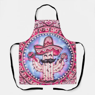 Mexican Fiesta Cinco de Mayo Sombrero Pink Blue Apron