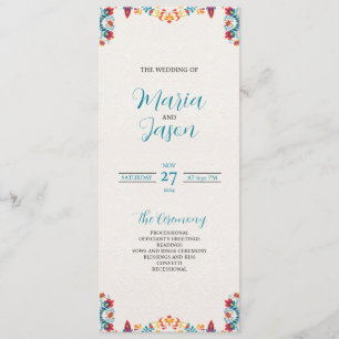 Mexican Fiesta Colorful Botanical Floral Wedding Programme