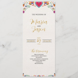 Mexican Fiesta Colorful Flowers Botanical Wedding Programme