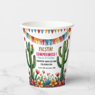 Mexican Fiesta Colourful Cactu Floral Bridal Showe Paper Cups