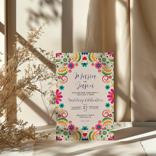 Mexican Fiesta Colourful Floral Botanical Wedding Invitation