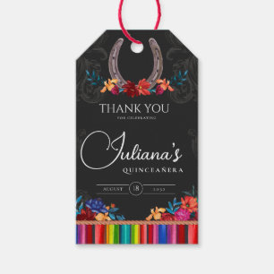 Mexican Fiesta Colourful Floral Charro Quinceanera Gift Tags