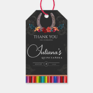 Mexican Fiesta Colourful Floral Charro Quinceanera Gift Tags
