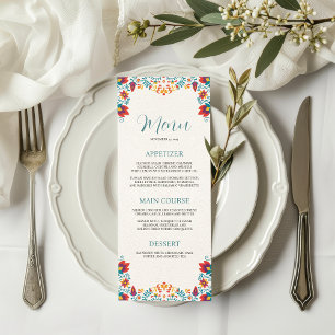 Mexican Fiesta Colourful Floral Wedding Menu