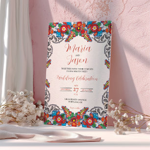 Mexican Fiesta Colourful Flowers Botanical Wedding Invitation